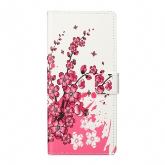 Capa Em Pele Para Xiaomi Mi 10T / 10T Pro Flores Tropicais