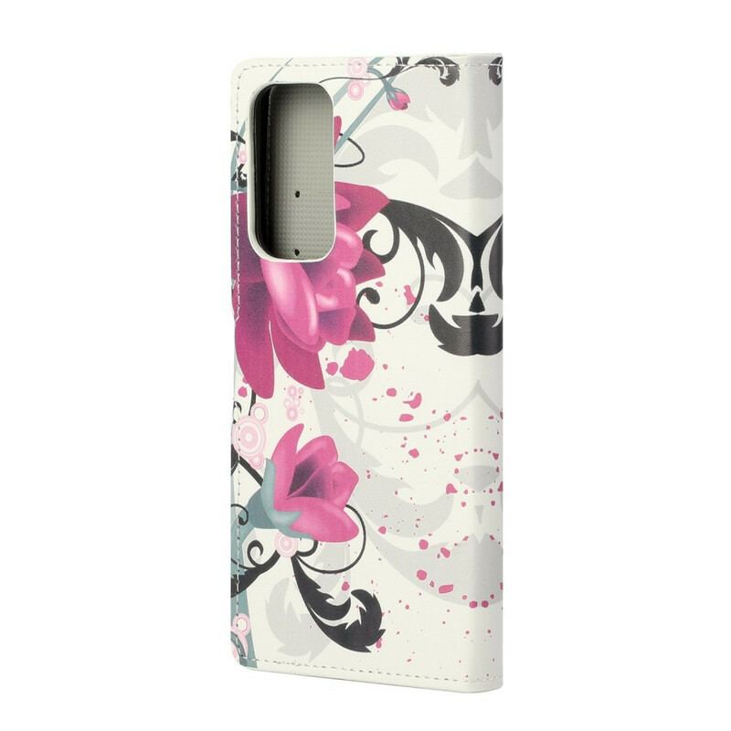 Capa Em Pele Para Xiaomi Mi 10T / 10T Pro Flores Tropicais