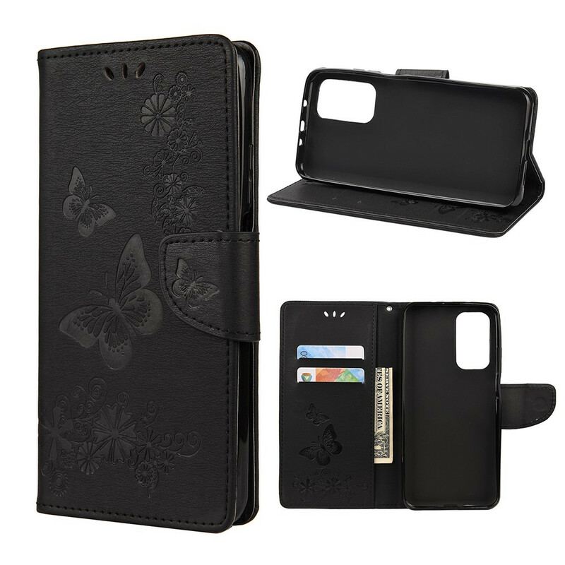 Capa Flip Para Xiaomi Mi 10T / 10T Pro Apenas Borboletas Com Cordão