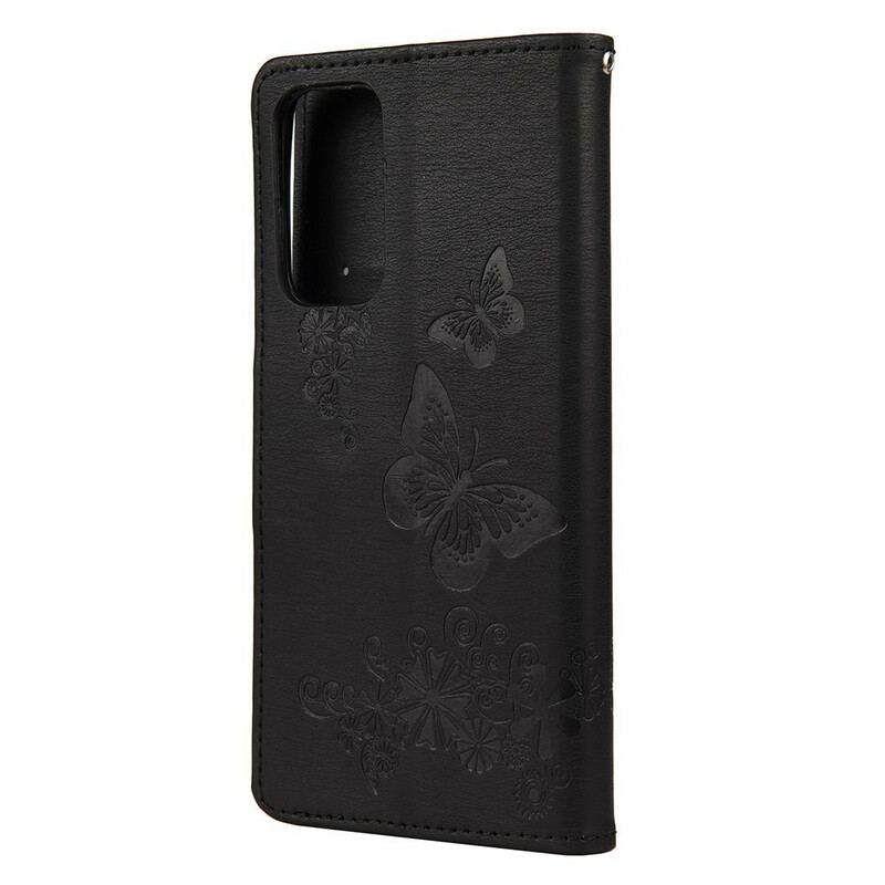 Capa Flip Para Xiaomi Mi 10T / 10T Pro Apenas Borboletas Com Cordão