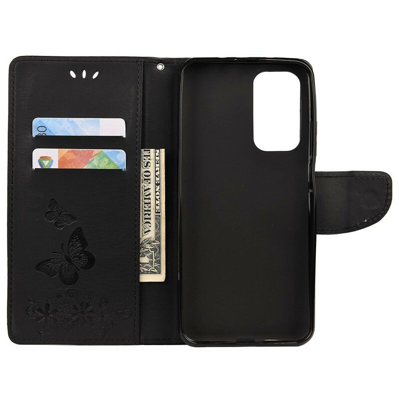 Capa Flip Para Xiaomi Mi 10T / 10T Pro Apenas Borboletas Com Cordão