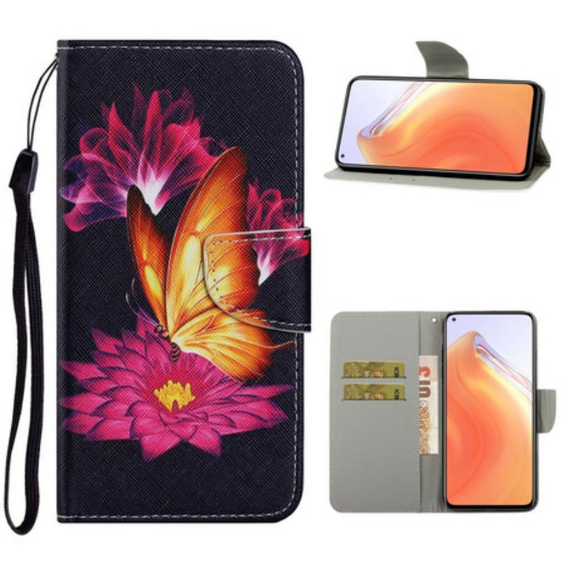 Capa Flip Para Xiaomi Mi 10T / 10T Pro Borboleta E Lótus