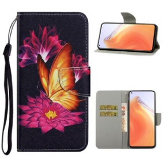 Capa Flip Para Xiaomi Mi 10T / 10T Pro Borboleta E Lótus