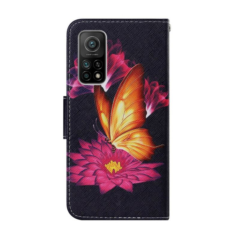 Capa Flip Para Xiaomi Mi 10T / 10T Pro Borboleta E Lótus