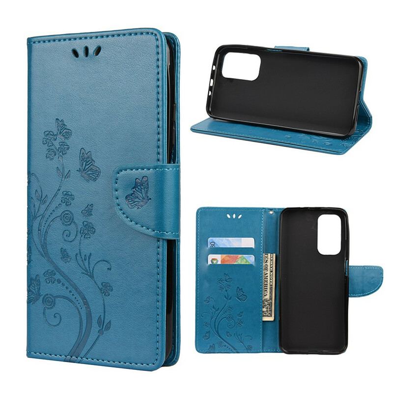 Capa Flip Para Xiaomi Mi 10T / 10T Pro Borboletas E Flores Asiáticas