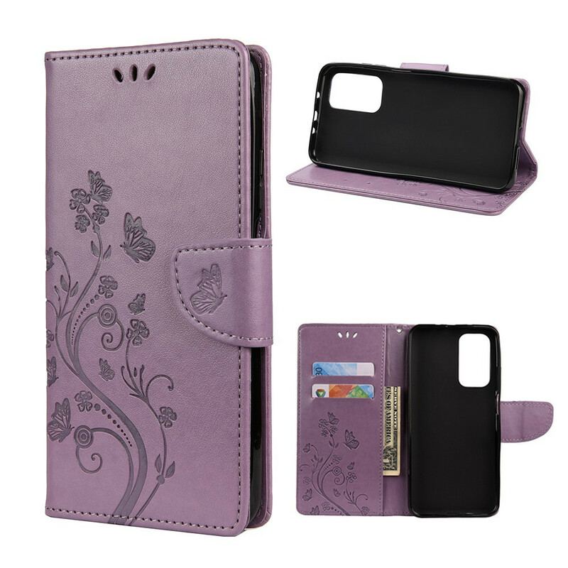 Capa Flip Para Xiaomi Mi 10T / 10T Pro Borboletas E Flores Asiáticas