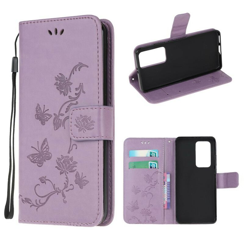 Capa Flip Para Xiaomi Mi 10T / 10T Pro Borboletas E Flores Asiáticas