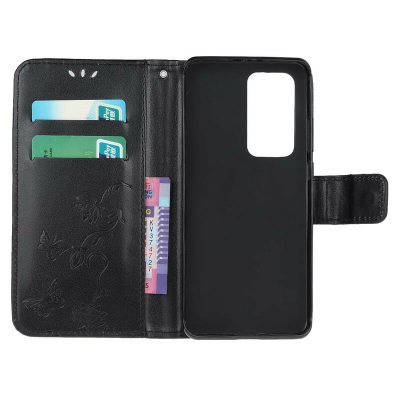 Capa Flip Para Xiaomi Mi 10T / 10T Pro Borboletas E Flores Asiáticas