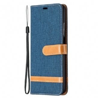 Capa Flip Para Xiaomi Mi 10T / 10T Pro De Cordão Correia Efeito Tecido E Couro