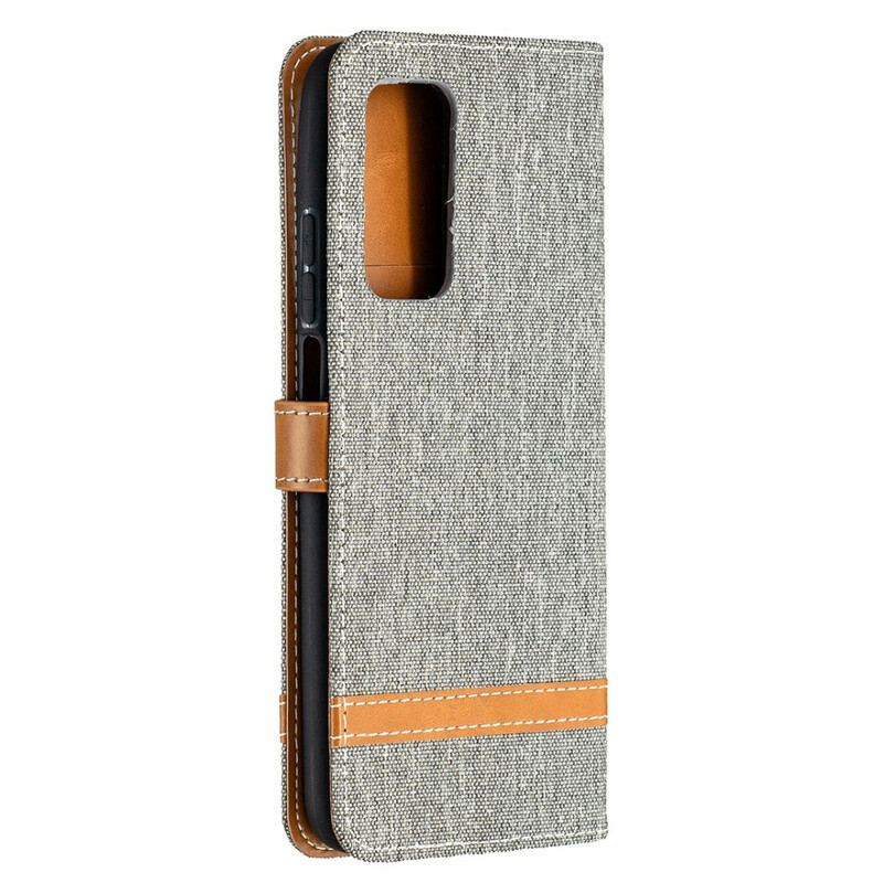 Capa Flip Para Xiaomi Mi 10T / 10T Pro De Cordão Correia Efeito Tecido E Couro