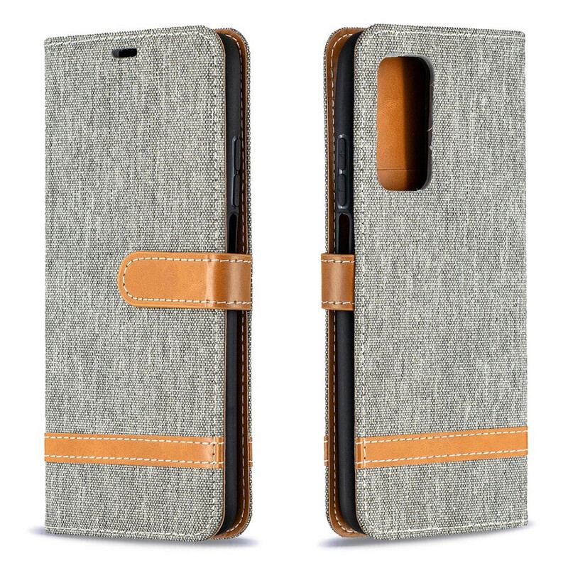 Capa Flip Para Xiaomi Mi 10T / 10T Pro De Cordão Correia Efeito Tecido E Couro