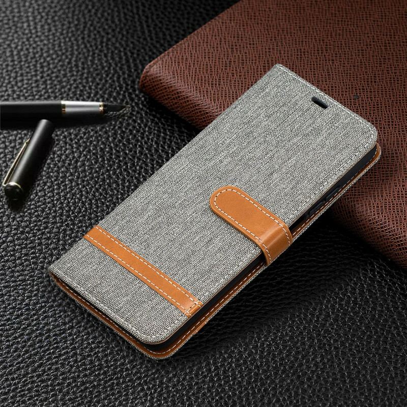 Capa Flip Para Xiaomi Mi 10T / 10T Pro De Cordão Correia Efeito Tecido E Couro