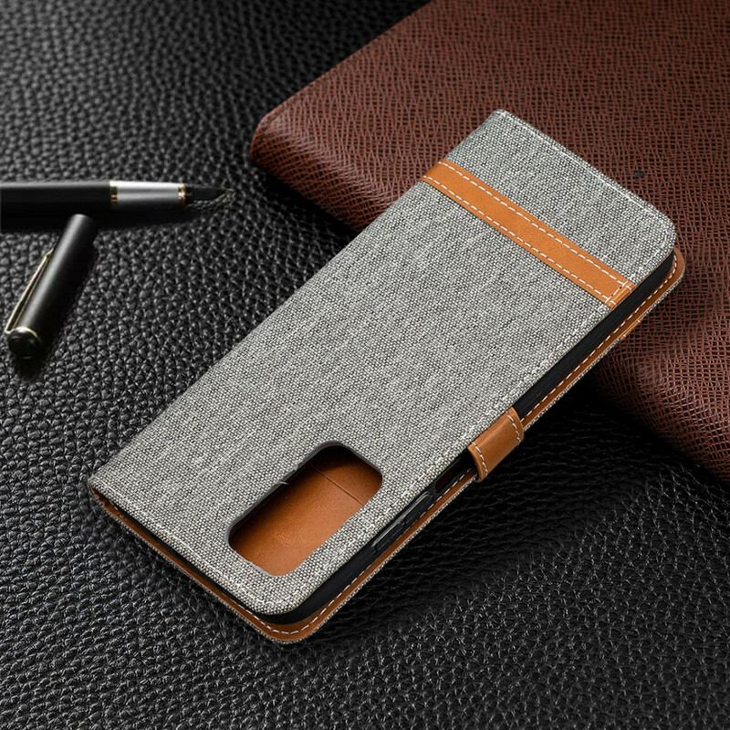 Capa Flip Para Xiaomi Mi 10T / 10T Pro De Cordão Correia Efeito Tecido E Couro