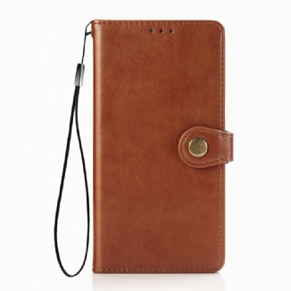 Capa Flip Para Xiaomi Mi 10T / 10T Pro Couro Falso E Fecho Vintage