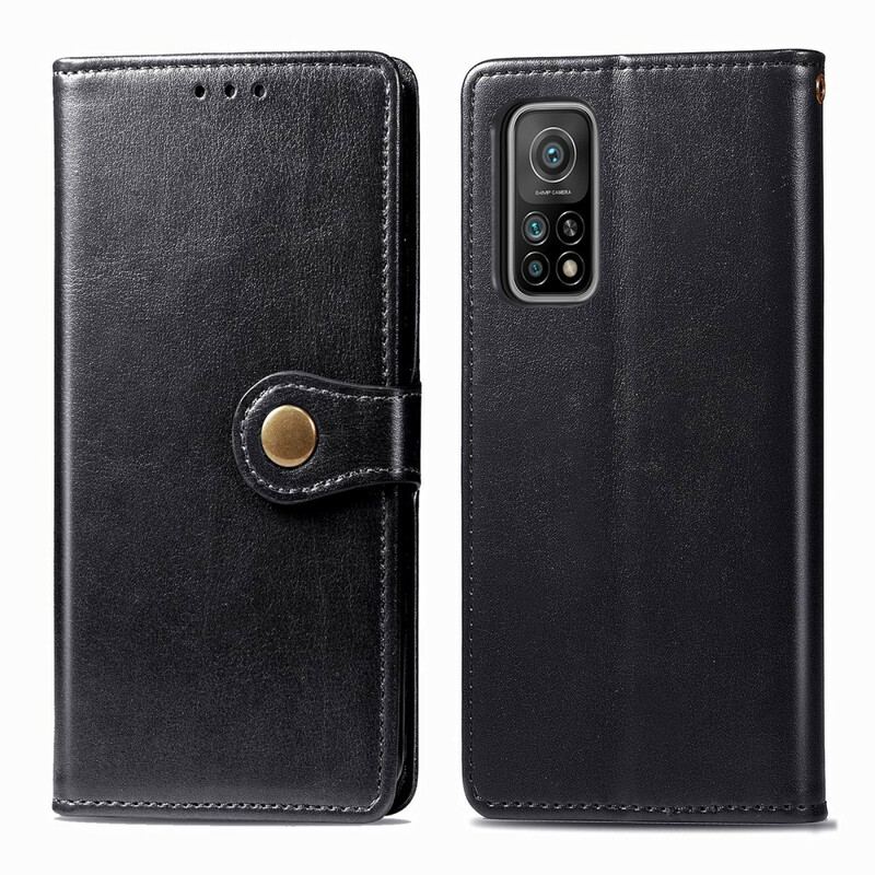 Capa Flip Para Xiaomi Mi 10T / 10T Pro Couro Falso E Fecho Vintage