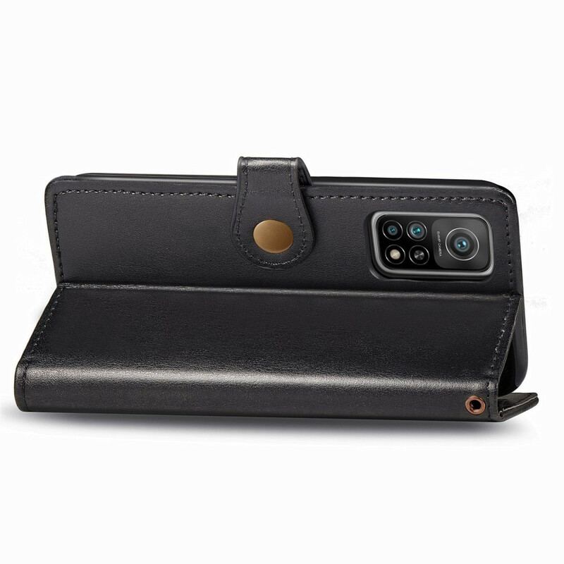 Capa Flip Para Xiaomi Mi 10T / 10T Pro Couro Falso E Fecho Vintage