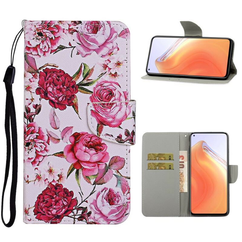 Capa Flip Para Xiaomi Mi 10T / 10T Pro Flores Magistrais Com Alça