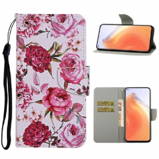 Capa Flip Para Xiaomi Mi 10T / 10T Pro Flores Magistrais Com Alça