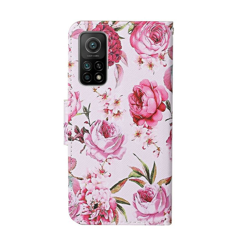 Capa Flip Para Xiaomi Mi 10T / 10T Pro Flores Magistrais Com Alça