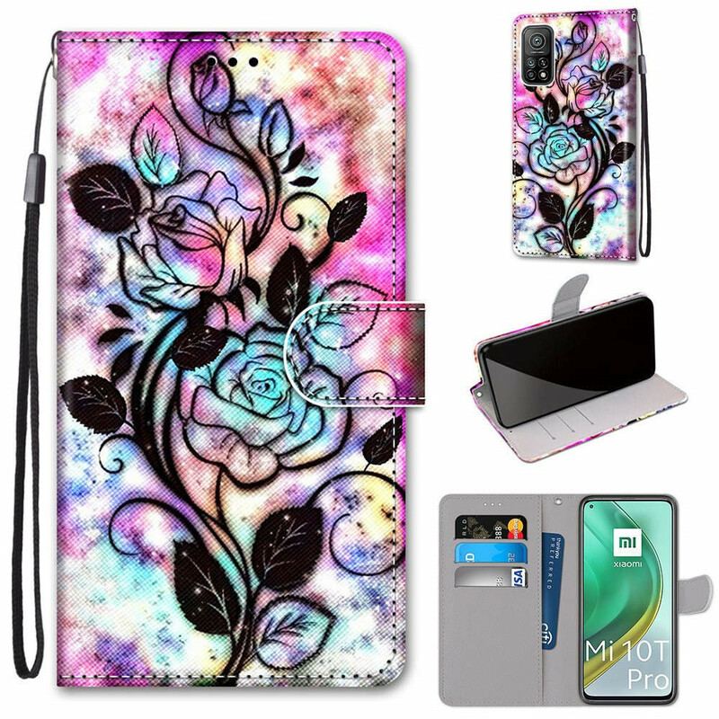 Capa Flip Para Xiaomi Mi 10T / 10T Pro Flores Neon