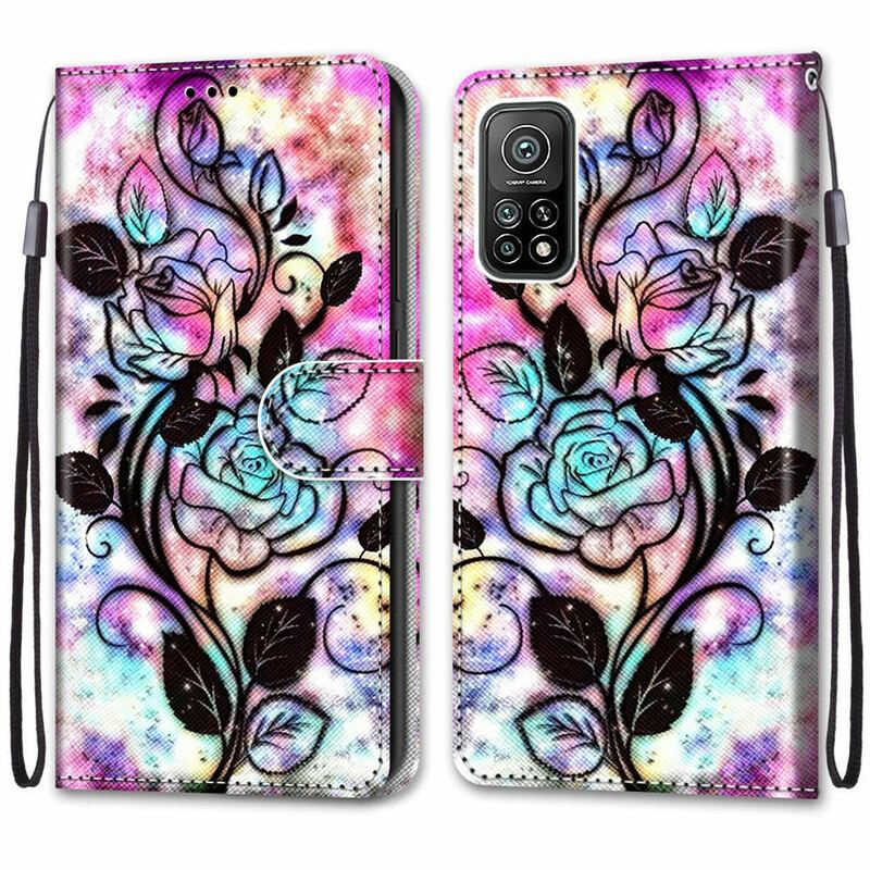 Capa Flip Para Xiaomi Mi 10T / 10T Pro Flores Neon