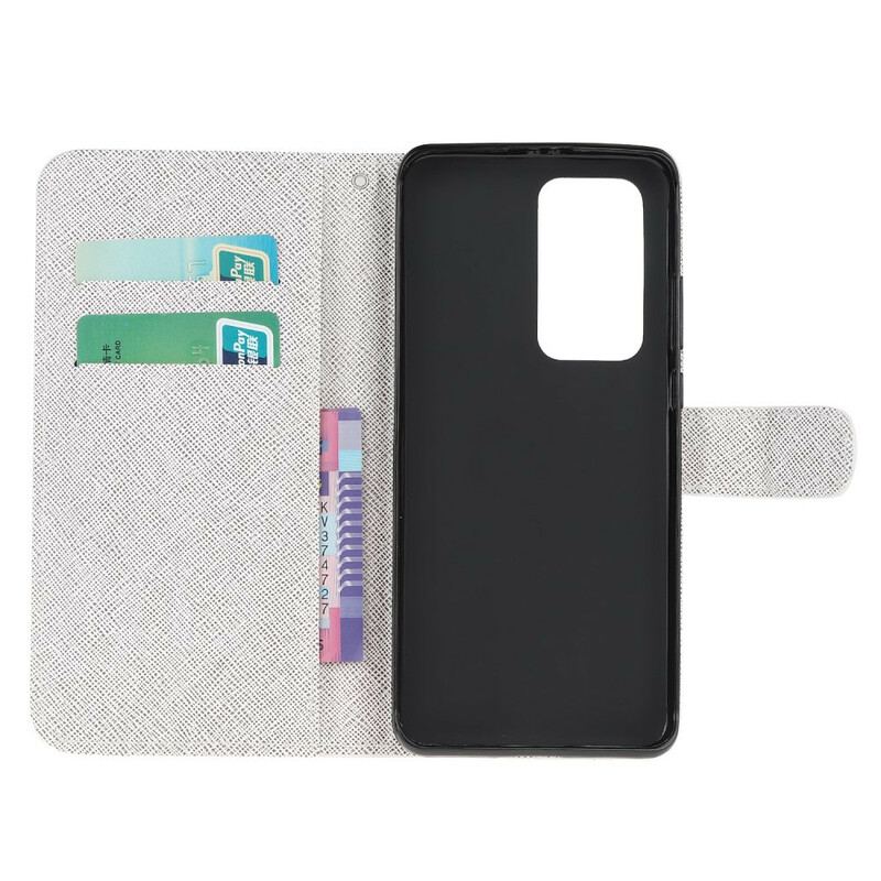 Capa Flip Para Xiaomi Mi 10T / 10T Pro Lobo No Inverno Com Cordão