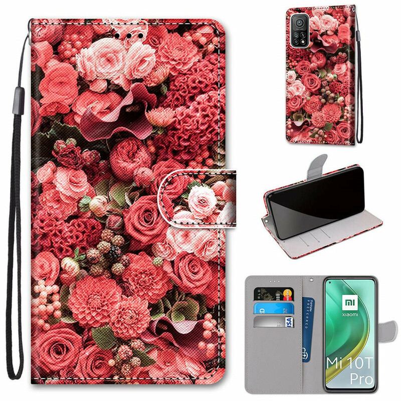 Capa Flip Para Xiaomi Mi 10T / 10T Pro Romance Floral