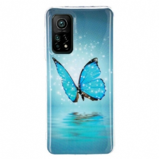 Capa Para Xiaomi Mi 10T / 10T Pro Borboleta Azul Fluorescente