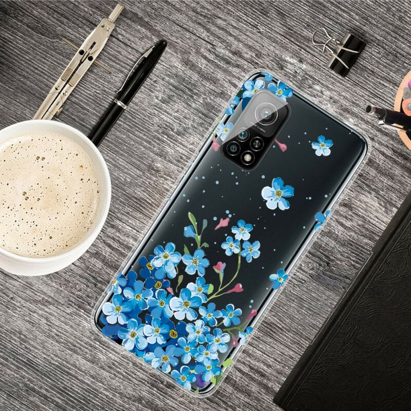 Capa Para Xiaomi Mi 10T / 10T Pro Buquê De Flores Azuis