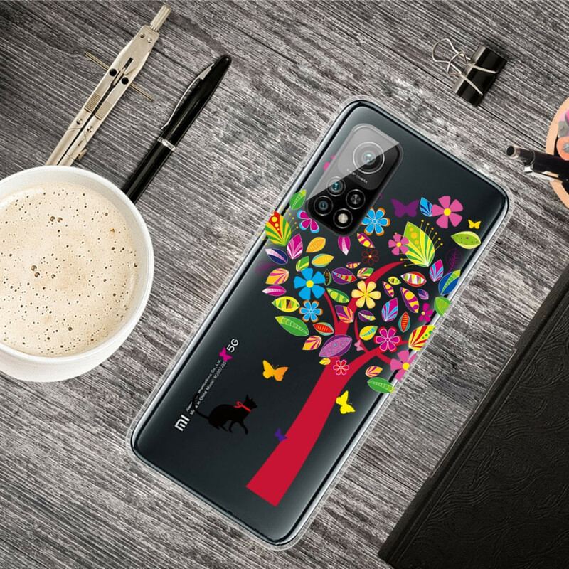 Capa Para Xiaomi Mi 10T / 10T Pro Gato Sob A Árvore Colorida