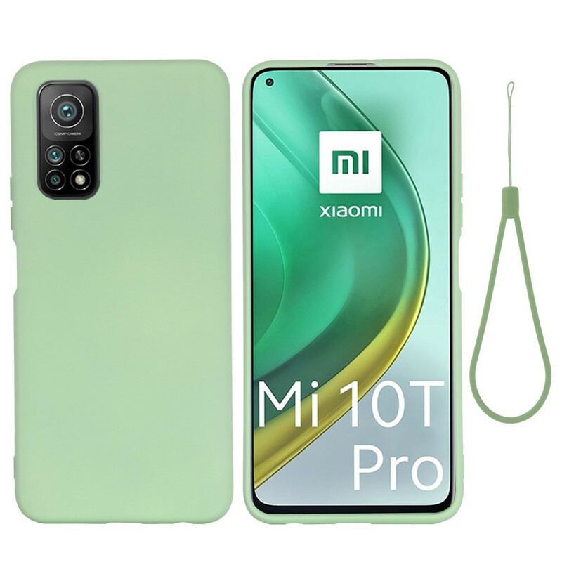 Capa Para Xiaomi Mi 10T / 10T Pro Silicone Líquido Com Cordão