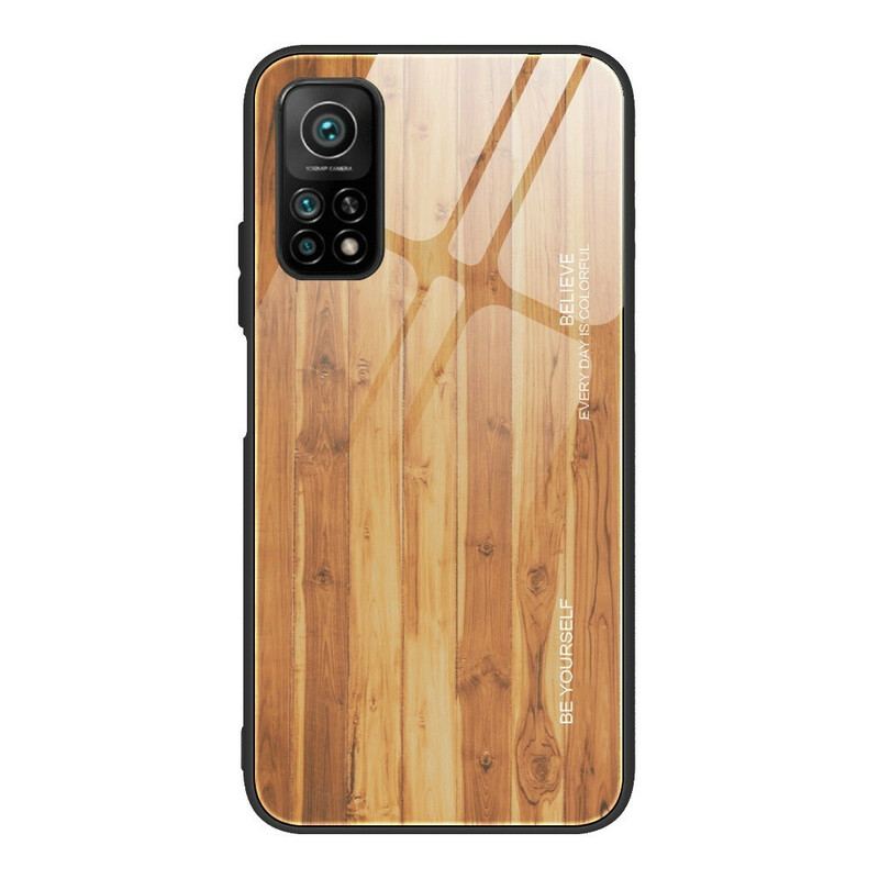 Capa Para Xiaomi Mi 10T / 10T Pro Vidro Temperado Com Design De Madeira