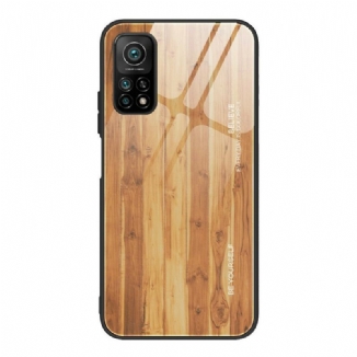 Capa Para Xiaomi Mi 10T / 10T Pro Vidro Temperado Com Design De Madeira