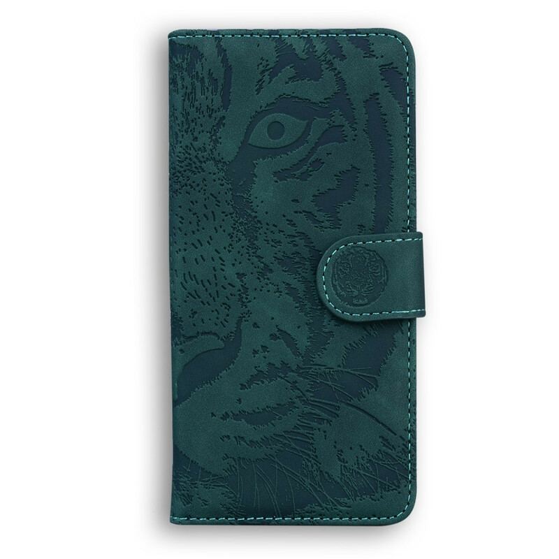 Capa De Couro Para Google Pixel 5A Estampa Cara De Tigre