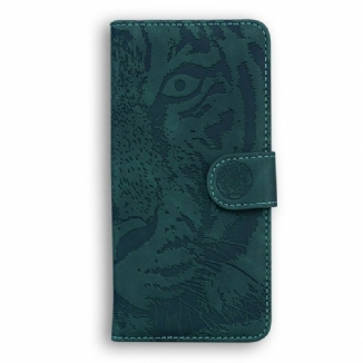 Capa De Couro Para Google Pixel 5A Estampa Cara De Tigre