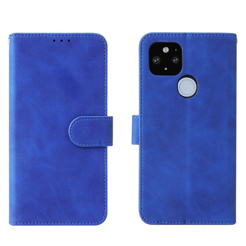 Capa De Couro Para Google Pixel 5A Toque De Pele