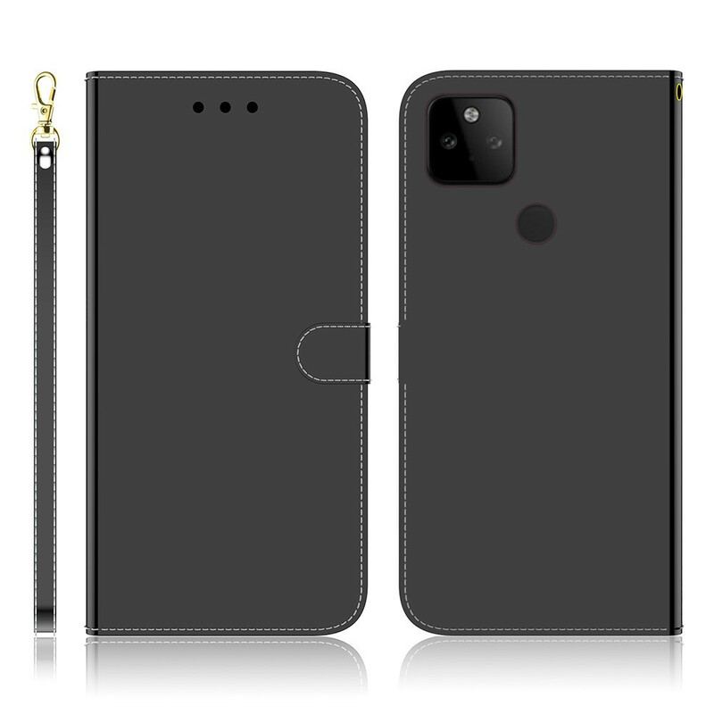 Capa Flip Para Google Pixel 5A Capa De Espelho De Couro Sintético