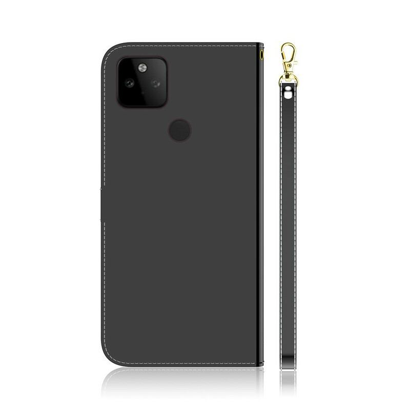 Capa Flip Para Google Pixel 5A Capa De Espelho De Couro Sintético