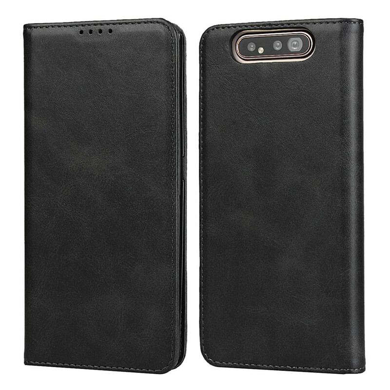 Capa De Celular Para Samsung Galaxy A80 / A90 Flip Costura De Couro Falso