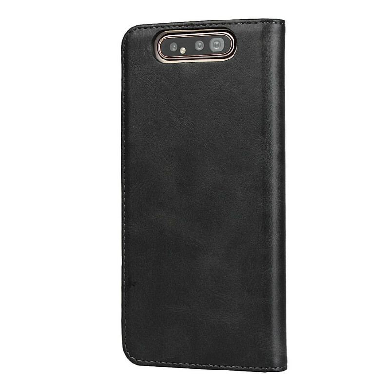 Capa De Celular Para Samsung Galaxy A80 / A90 Flip Costura De Couro Falso