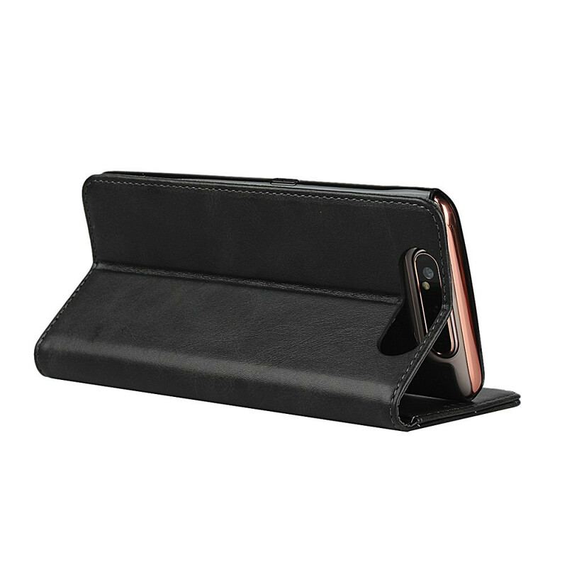 Capa De Celular Para Samsung Galaxy A80 / A90 Flip Costura De Couro Falso