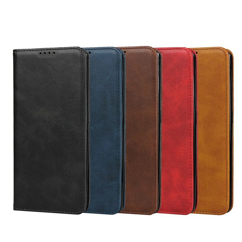 Capa De Celular Para Samsung Galaxy A80 / A90 Flip Costura De Couro Falso