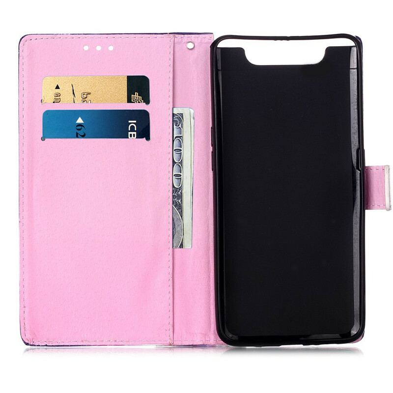 Capa De Couro Para Samsung Galaxy A80 / A90 Galáxia Panda