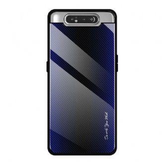 Capa Para Samsung Galaxy A80 / A90 Vidro Temperado De Fibra De Carbono