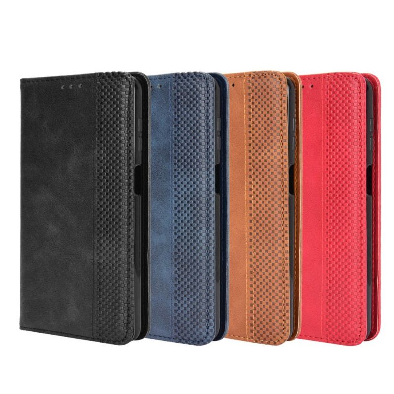 Capa De Celular Para Samsung Galaxy M32 Flip Efeito Couro Vintage Estilizado