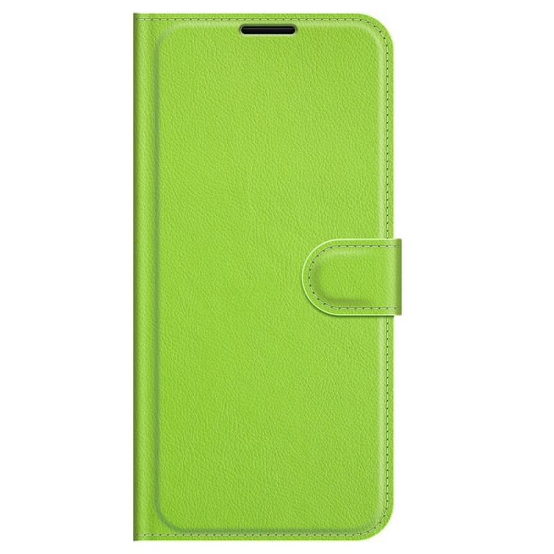 Capa De Couro Para Samsung Galaxy M32 Clássico Efeito Couro Lichia