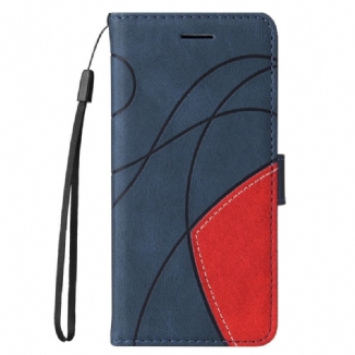 Capa De Couro Para Samsung Galaxy M32 Dois Tons