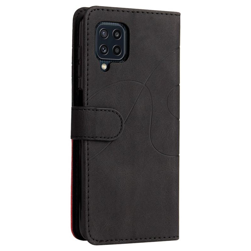 Capa De Couro Para Samsung Galaxy M32 Dois Tons