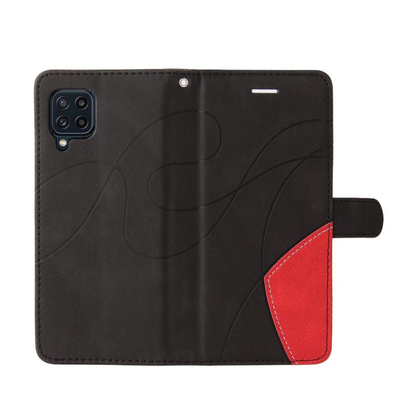 Capa De Couro Para Samsung Galaxy M32 Dois Tons