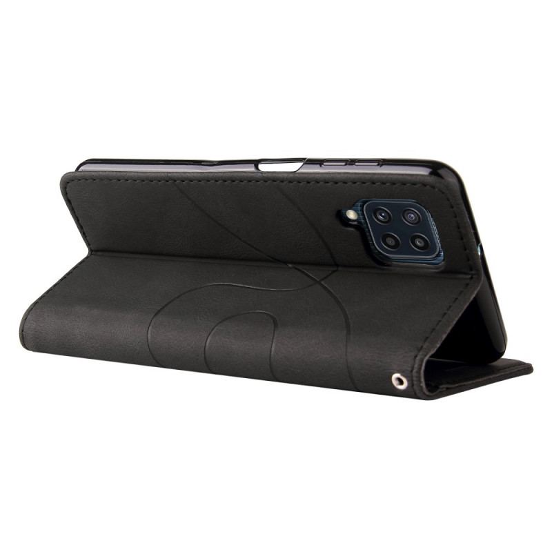 Capa De Couro Para Samsung Galaxy M32 Dois Tons